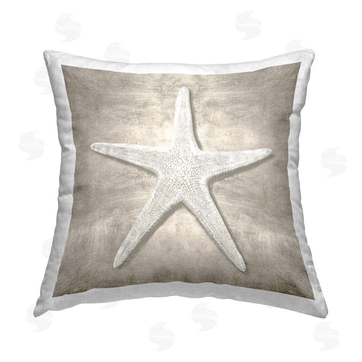 Amber Sterling Grey Detailed Starfish Printed Plush Polyester Throw Pillow