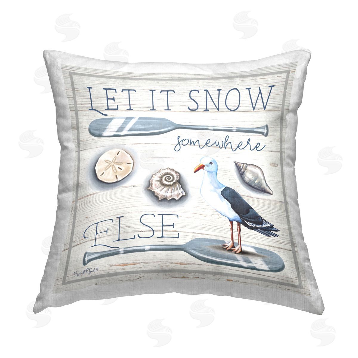 Elizabeth Tyndall Seasonal Nautical Phrase Printed Plush Polyester Throw Pillow
