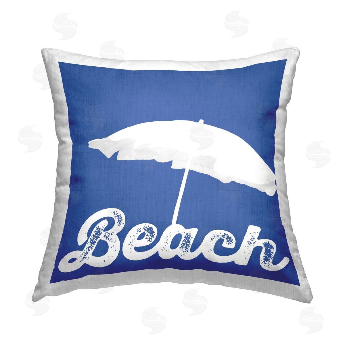 Graffitee Studios Beach Umbrella on Blue Printed Plush Polyester Throw Pillow
