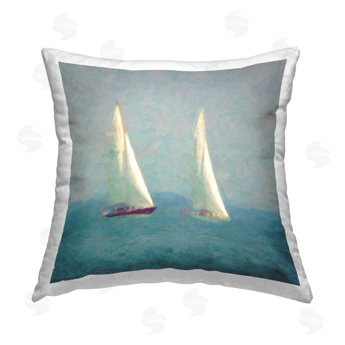 Graffitee Studios Stormy Sailboat Seascape Printed Plush Polyester Throw Pillow
