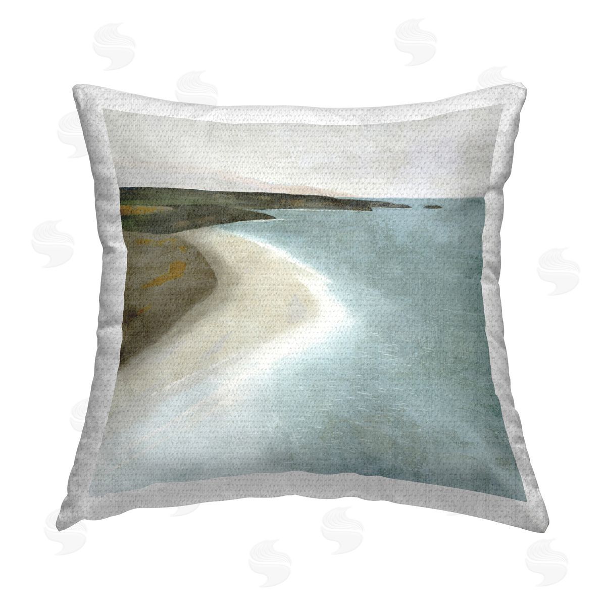 Suzanne Nicoll Grey Beach Landscape Outdoor Quick-Dry Polyester Printed Throw Pillow