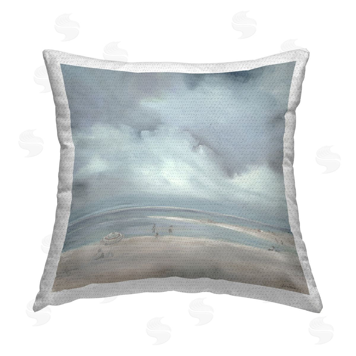 Liz Jardine Clouded Beach Horizon Outdoor Quick-Dry Polyester Printed Throw Pillow