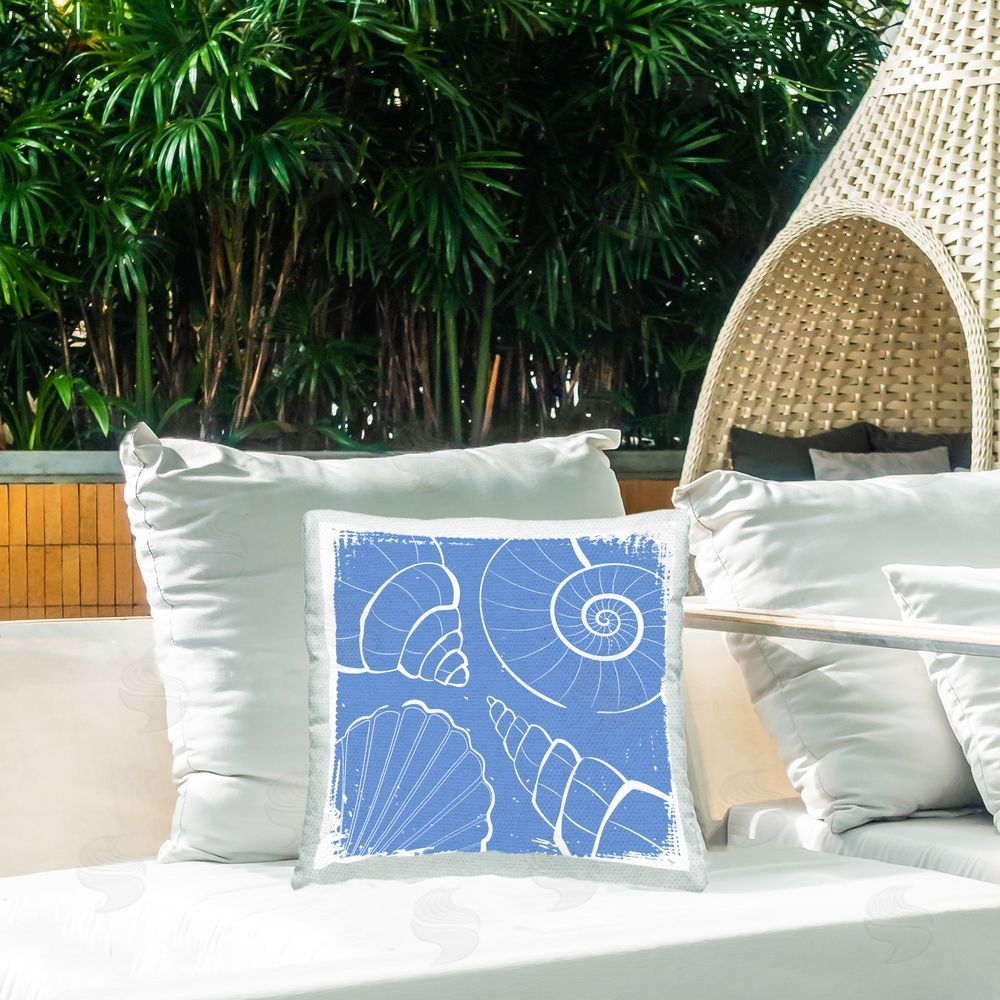 Martina Pavlova Abstract Shell Shapes Outdoor Quick-Dry Polyester Printed Throw Pillow in Back Yard
