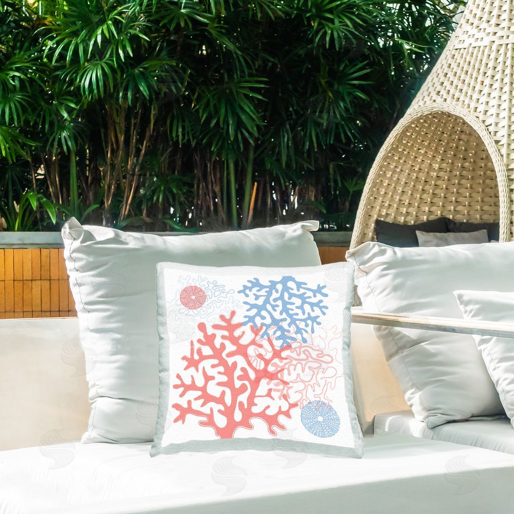 Martina Pavlova Coral Shapes Pattern Outdoor Quick-Dry Polyester Printed Throw Pillow in Back Yard