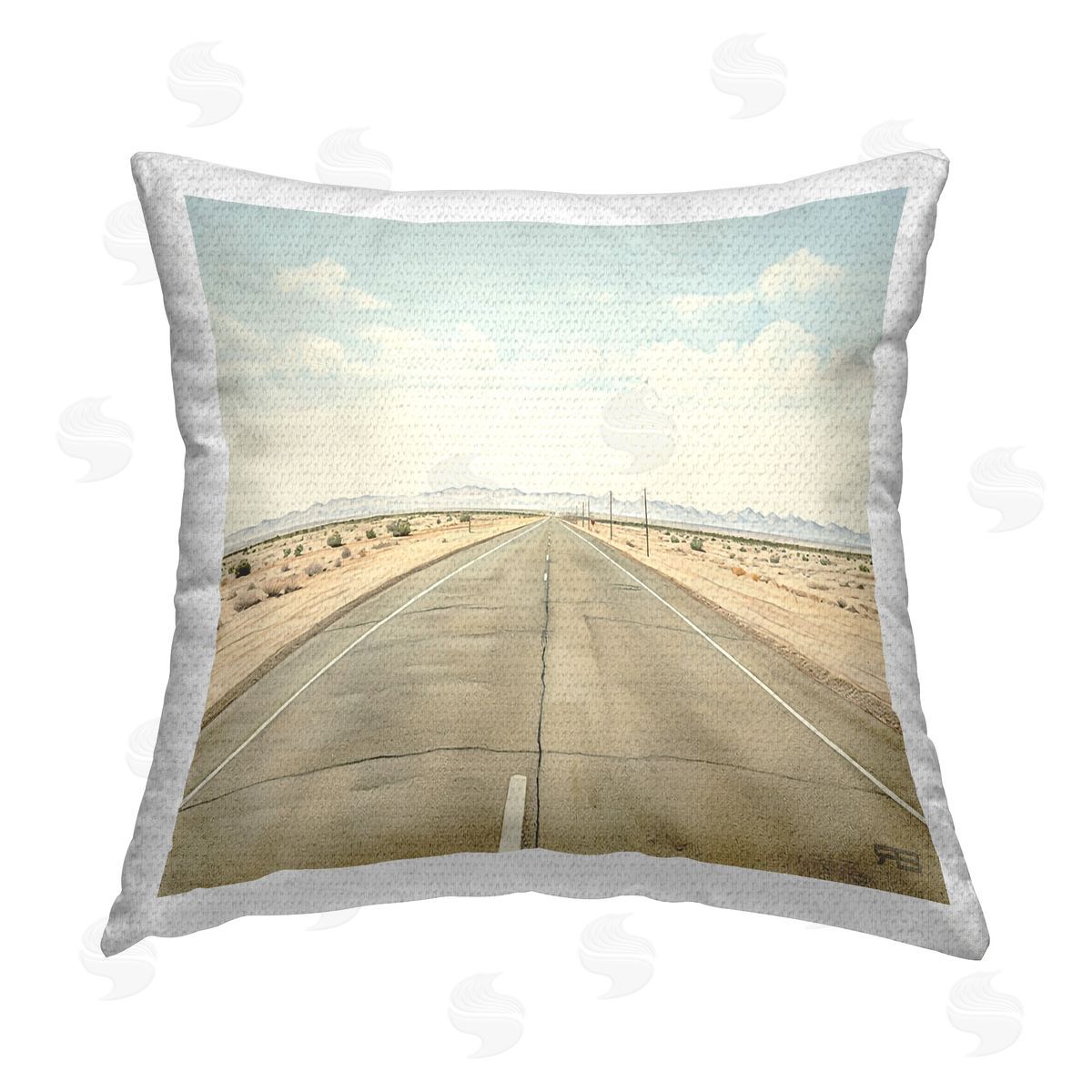 RB Desert Freeway Scenery Outdoor Quick-Dry Polyester Printed Throw Pillow