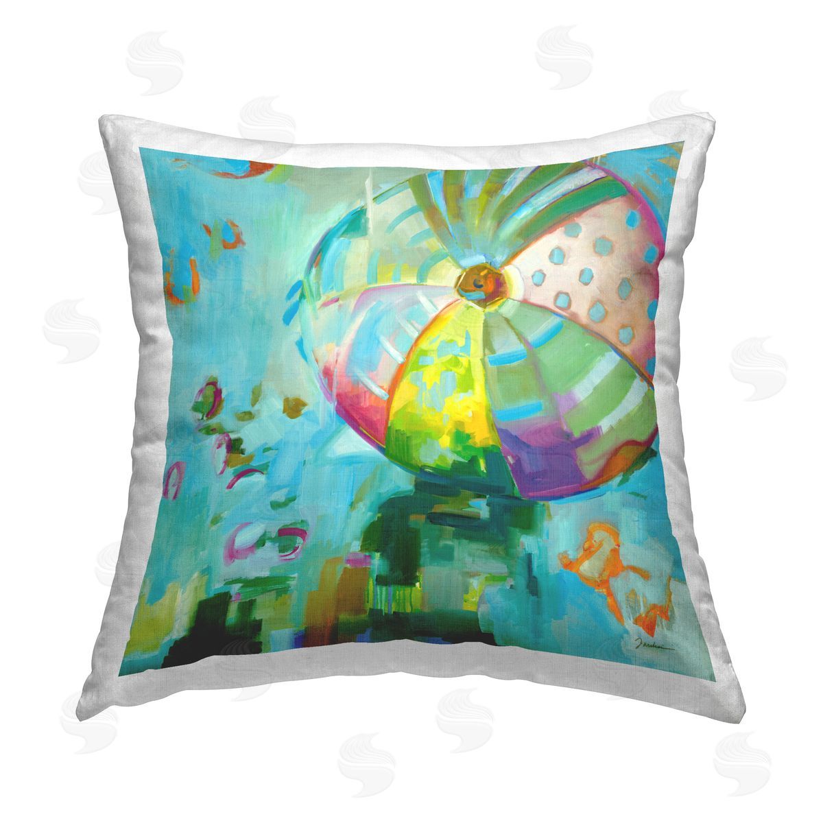 Liz Jardine Abstract Summer Beach Ball Printed Plush Polyester Throw Pillow