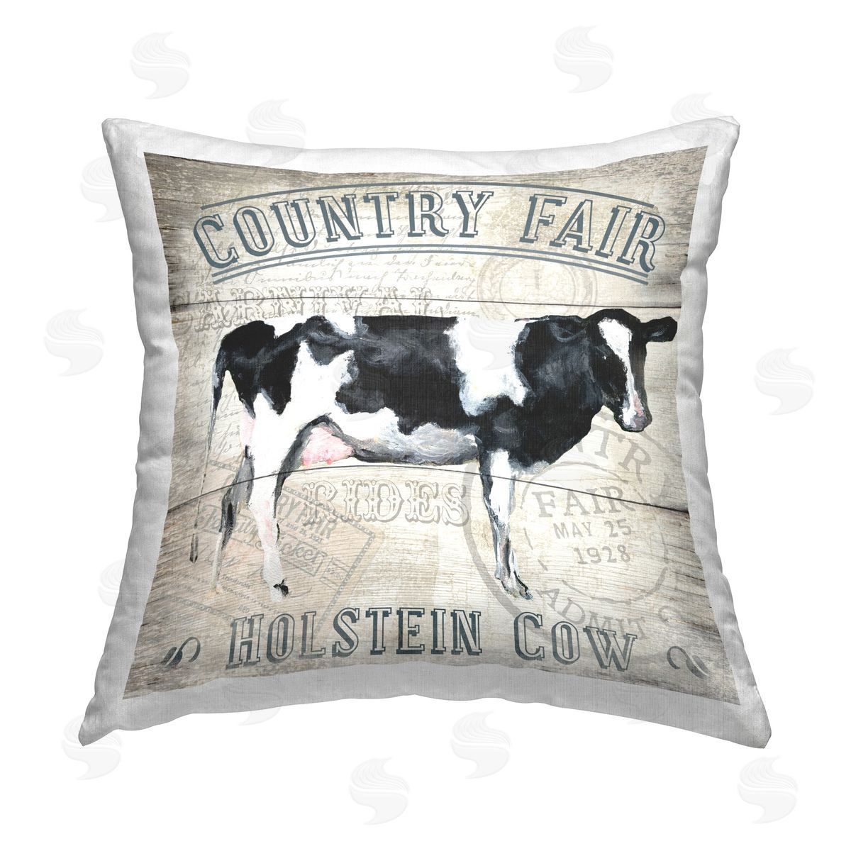 Gail Fraser Country Fair Cow Printed Plush Polyester Throw Pillow