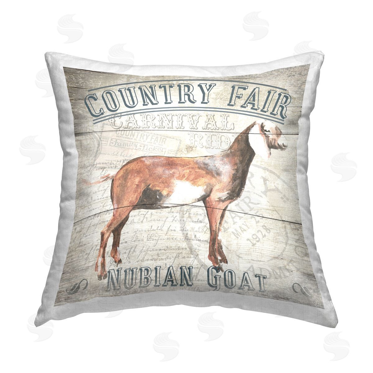 Gail Fraser Country Fair Goat Printed Plush Polyester Throw Pillow