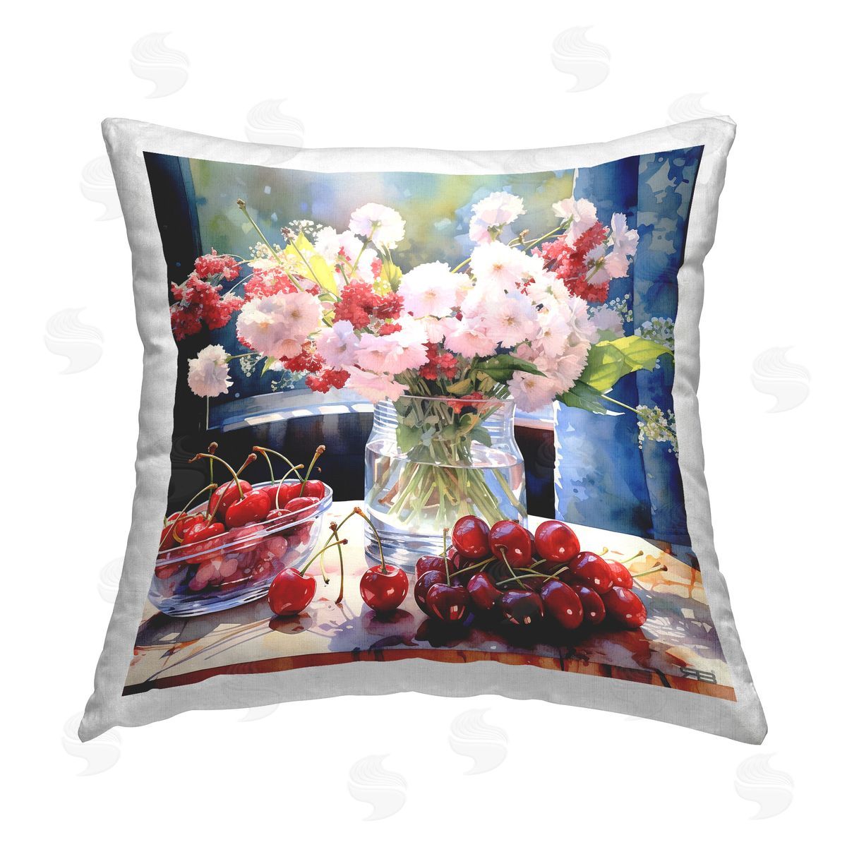 RB Bouquet & Summer Fruits Printed Plush Polyester Throw Pillow