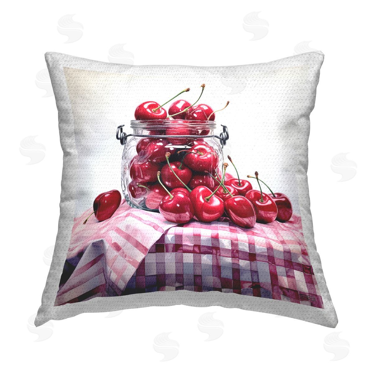 RB Cherries in Country Jar Outdoor Quick-Dry Polyester Printed Throw Pillow