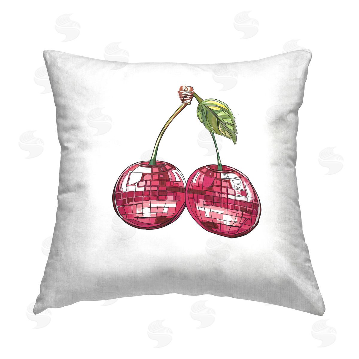 Amelia Noyes Geometric Cherry Pair Printed Plush Polyester Throw Pillow