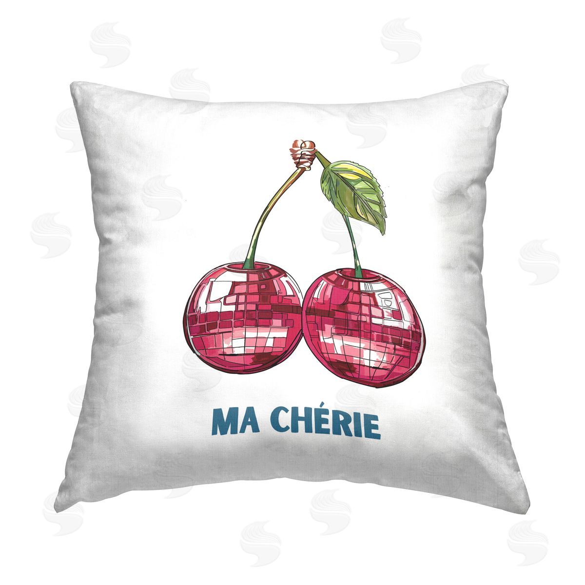 Amelia Noyes Ma Cherie & Cherries Printed Plush Polyester Throw Pillow
