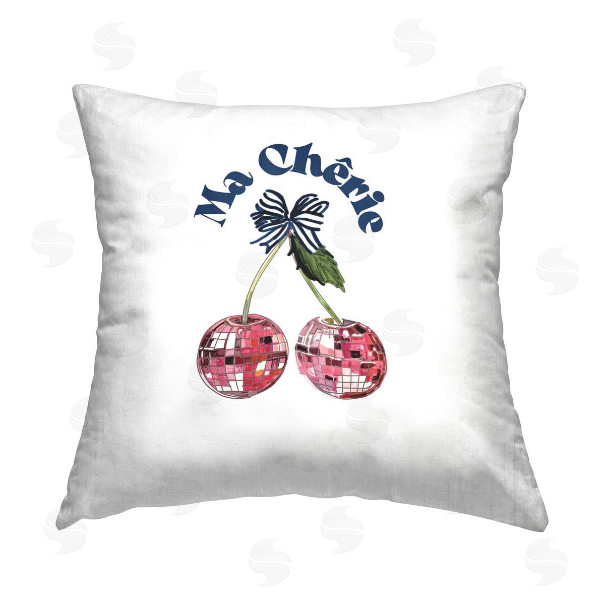 Amelia Noyes Glam Cherries on White Printed Plush Polyester Throw Pillow