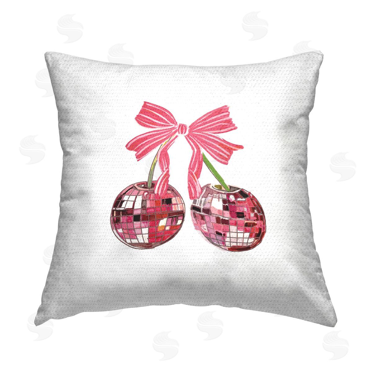 Amelia Noyes Glam Cherries with Bow Outdoor Quick-Dry Polyester Printed Throw Pillow