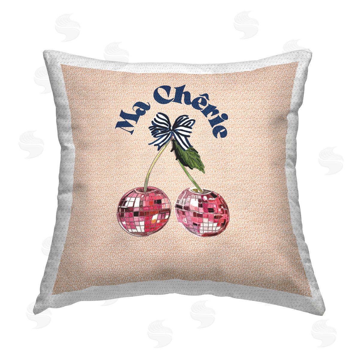 Amelia Noyes French Cherry Pattern Outdoor Quick-Dry Polyester Printed Throw Pillow
