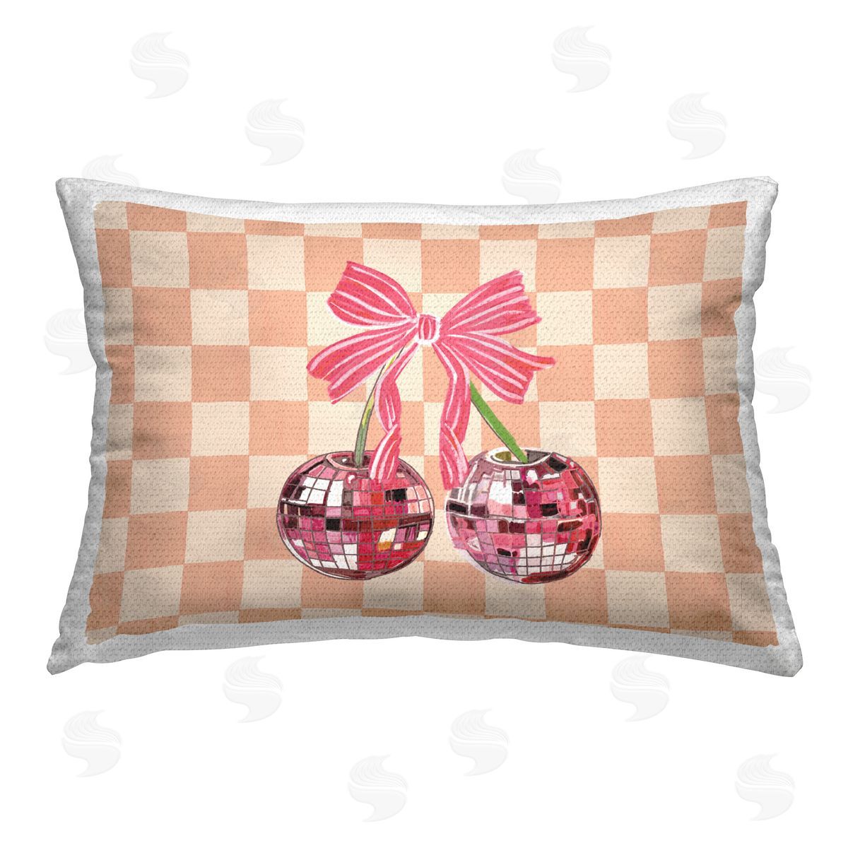 Amelia Noyes Glam Cherries on Geometric Outdoor Quick-Dry Polyester Printed Throw Pillow