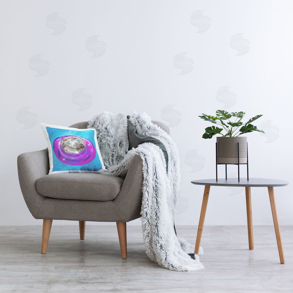 Ziwei Li Disco Ball Pool Ring Printed Plush Polyester Throw Pillow On Chair