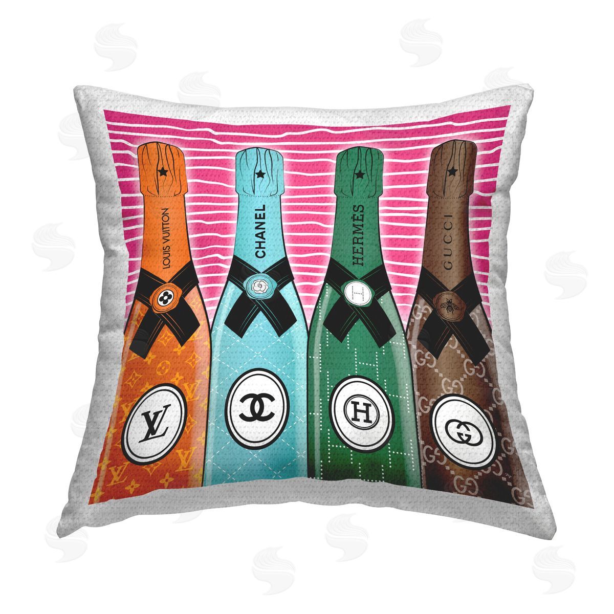 Martina Pavlova Bold Striped Champagne Outdoor Quick-Dry Polyester Printed Throw Pillow