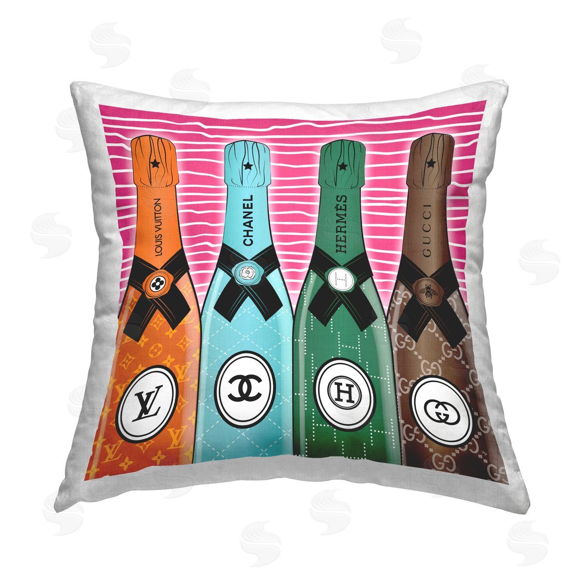 Martina Pavlova Bold Striped Champagne Printed Plush Polyester Throw Pillow