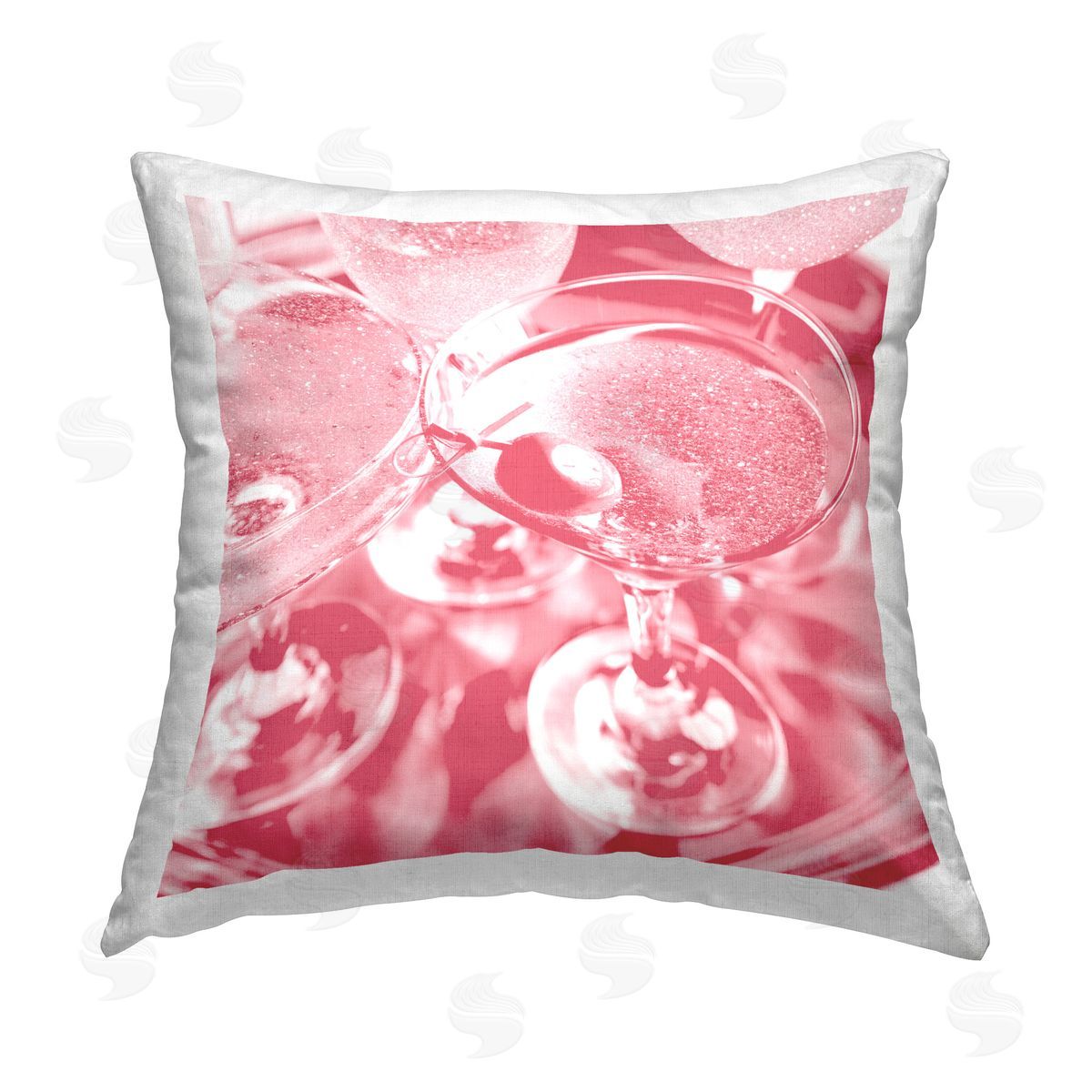 Stupell Studio Pink Abstract Martini Printed Plush Polyester Throw Pillow