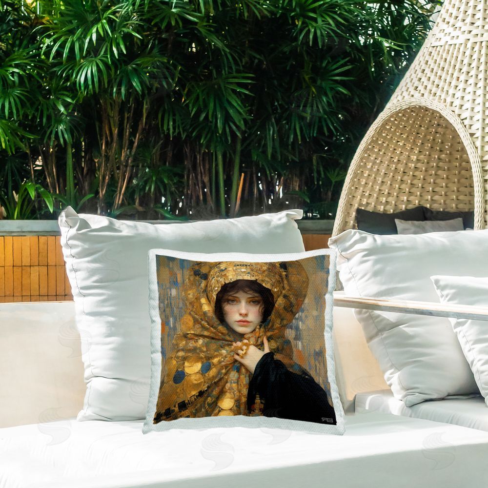 RB Opulent Fashion Woman Outdoor Quick-Dry Polyester Printed Throw Pillow in Back Yard