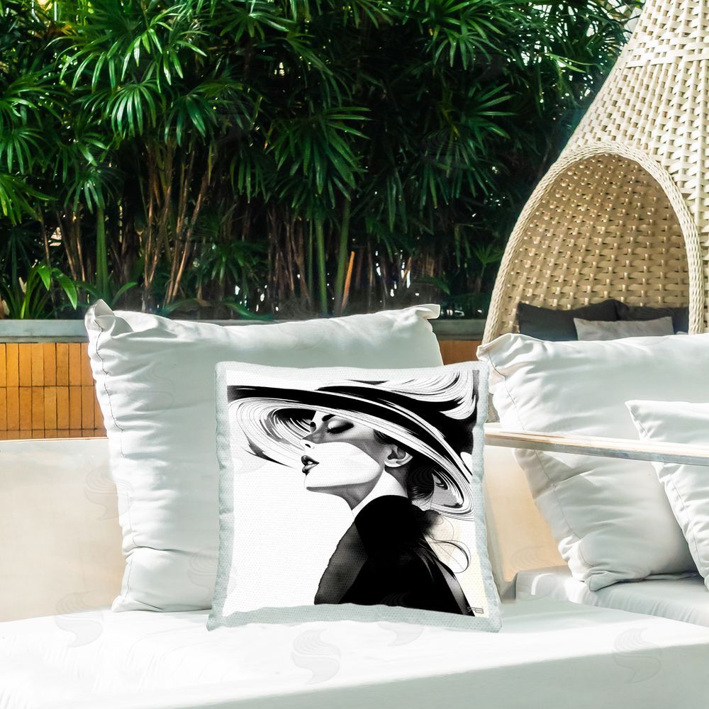 RB Modish Glam Woman Outdoor Quick-Dry Polyester Printed Throw Pillow in Back Yard