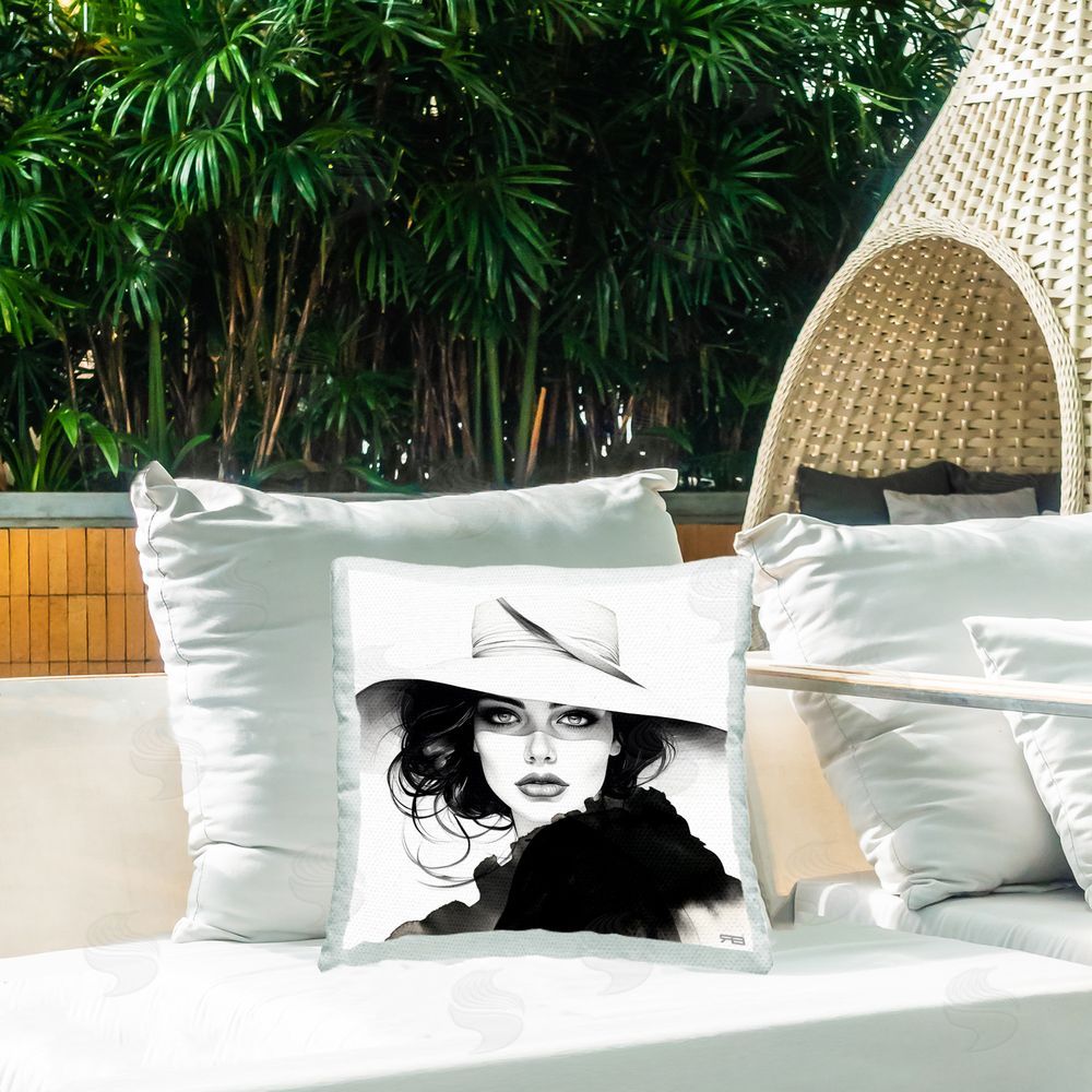 RB Trendy Fierce Woman Outdoor Quick-Dry Polyester Printed Throw Pillow in Back Yard