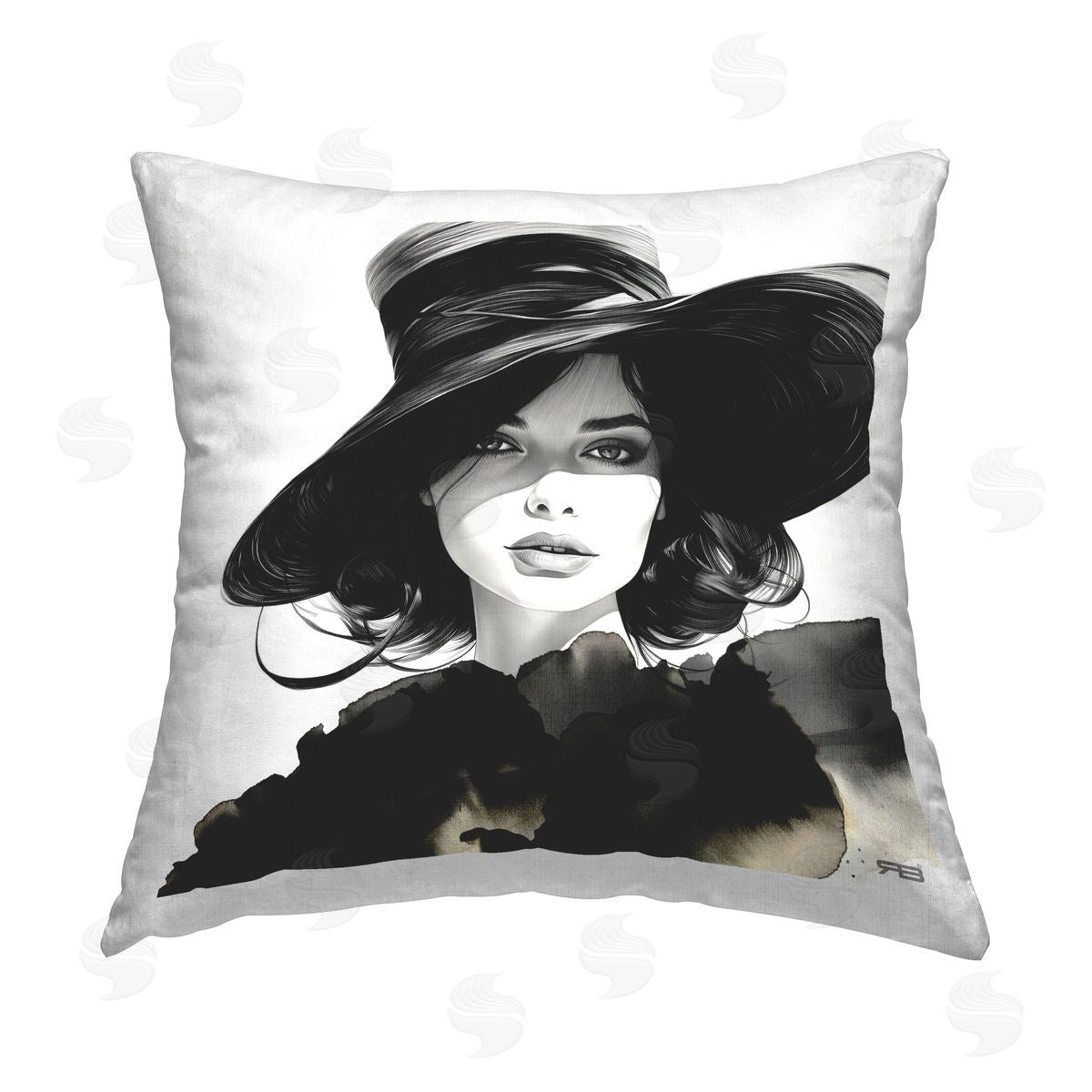 RB Woman with Strong Gaze Printed Plush Polyester Throw Pillow