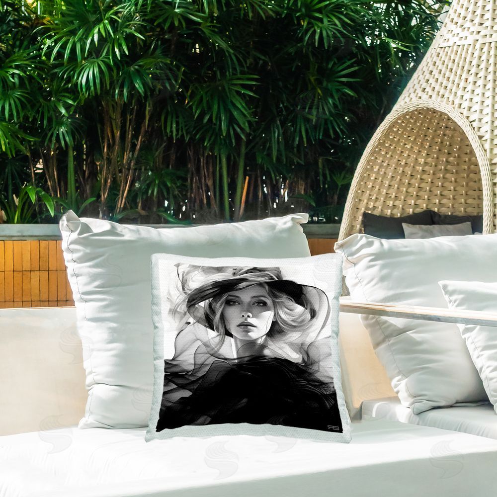 RB Swirling Fashion Woman Outdoor Quick-Dry Polyester Printed Throw Pillow in Back Yard
