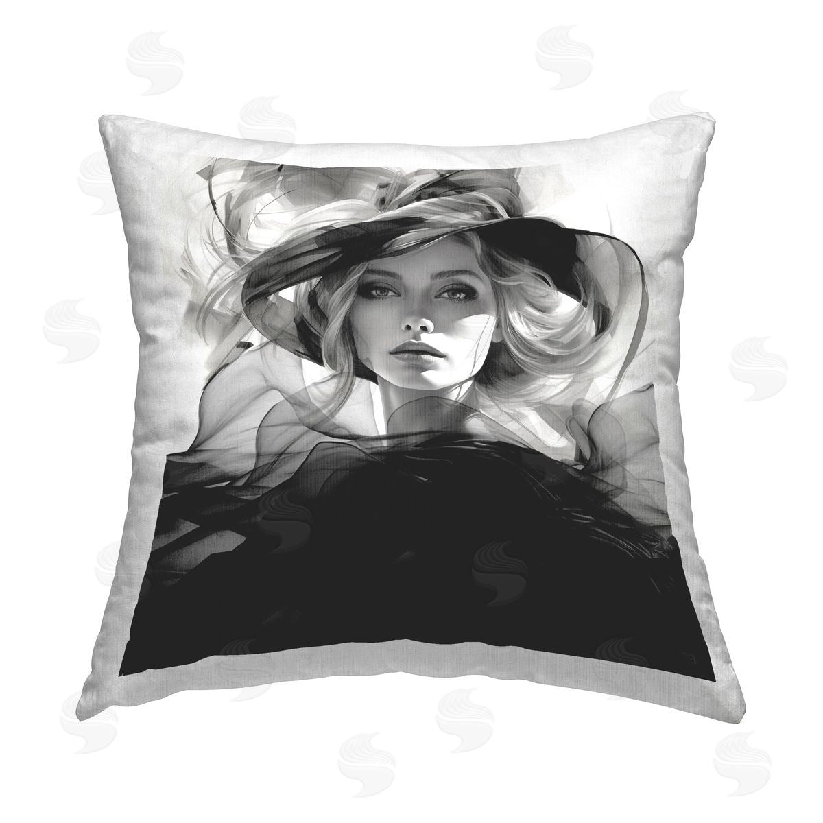RB Swirling Fashion Woman Printed Plush Polyester Throw Pillow