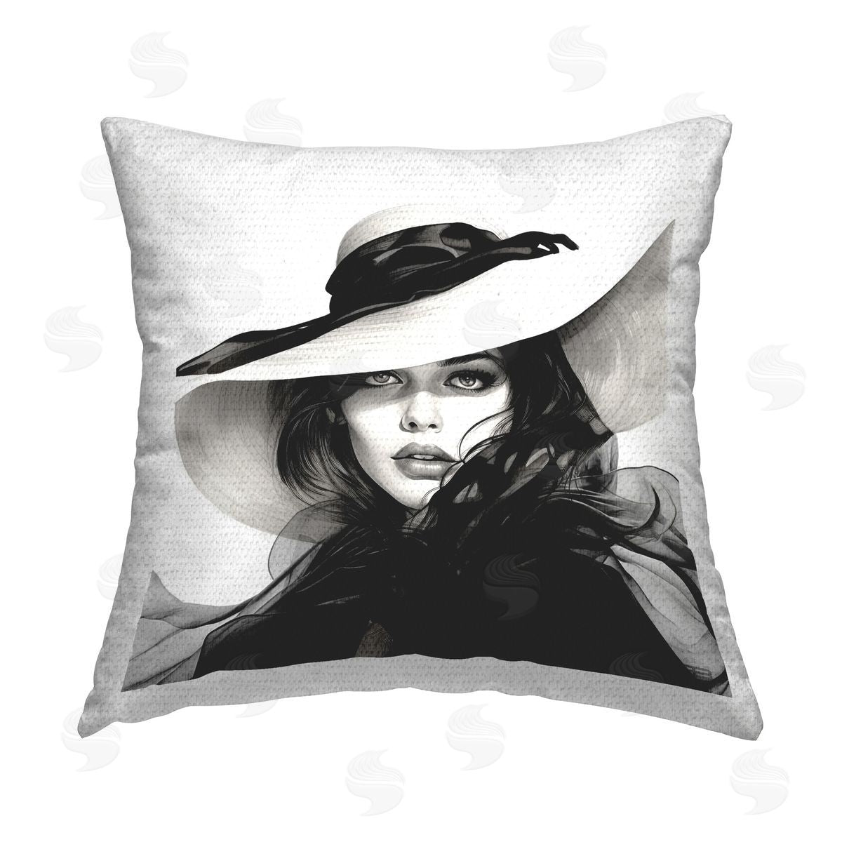 RB Woman & Sun Hat Outdoor Quick-Dry Polyester Printed Throw Pillow
