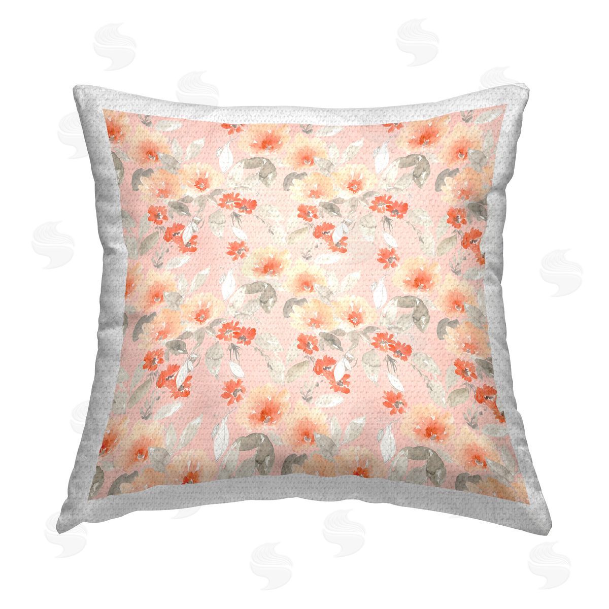 Jennifer Goldberger Floral Pattern on Pink Outdoor Quick-Dry Polyester Printed Throw Pillow