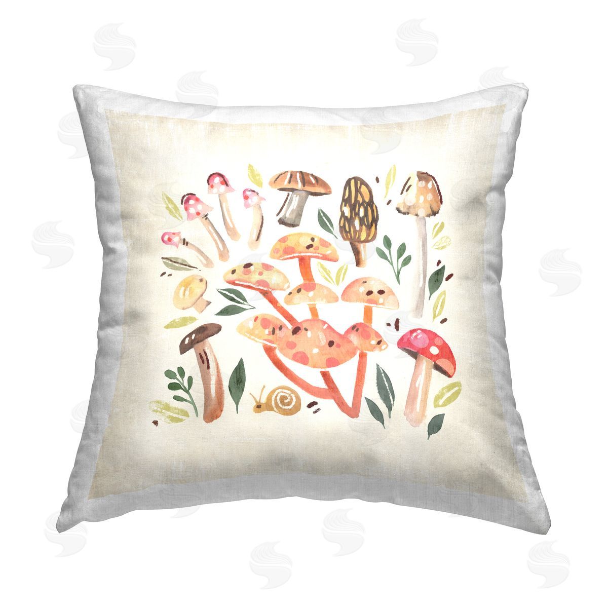 Annie Warren Soft Mushroom Pattern Printed Plush Polyester Throw Pillow