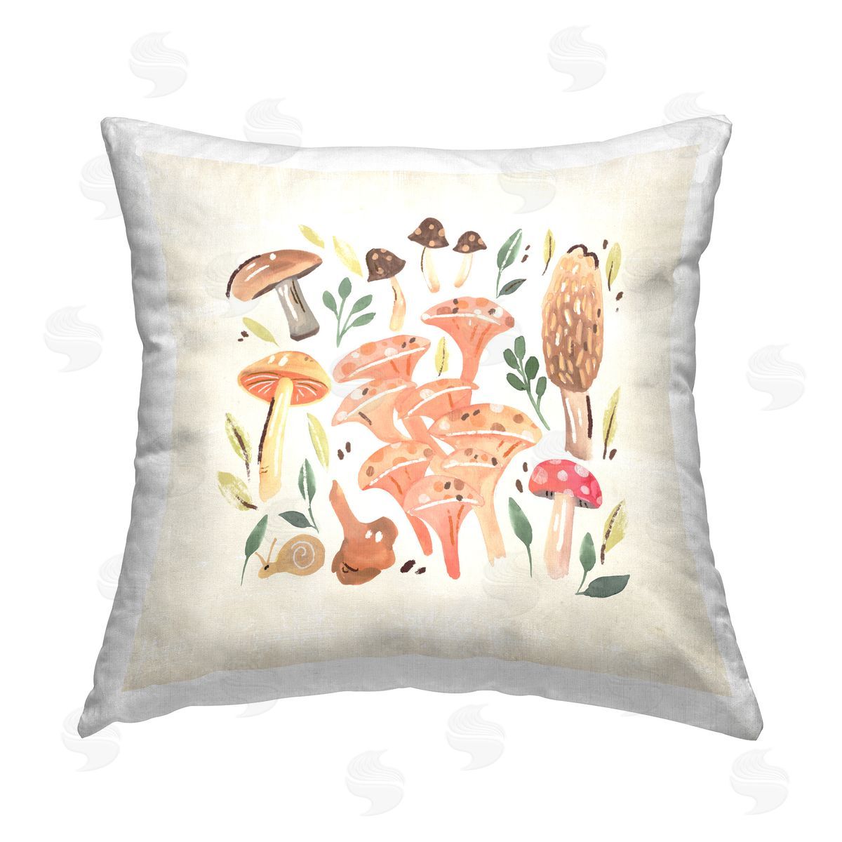 Annie Warren Subtle Mushroom Pattern Printed Plush Polyester Throw Pillow
