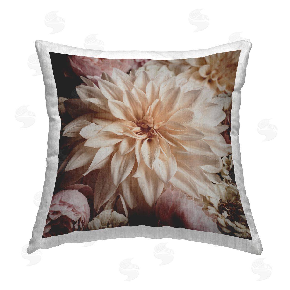 Leah McLean Close Up Dahlias Printed Plush Polyester Throw Pillow
