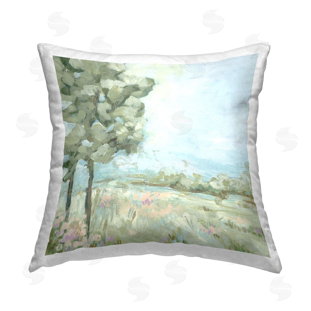 June Erica Vess Abstract Rural Scene Printed Plush Polyester Throw Pillow