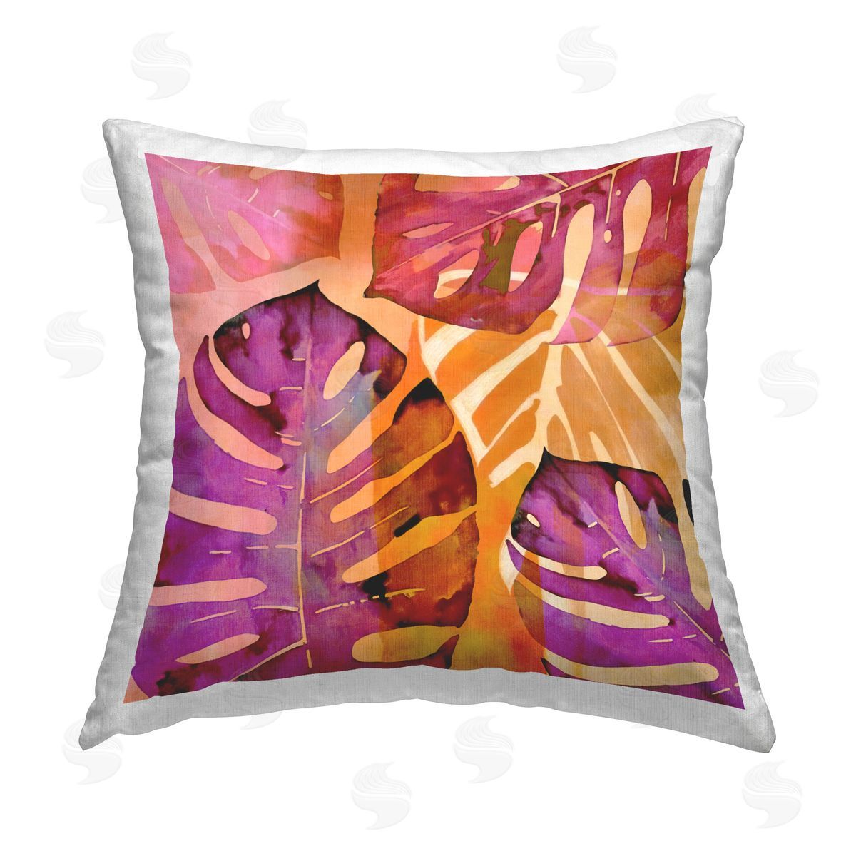 Andrea Haase Tropical Leaf Collage Printed Plush Polyester Throw Pillow