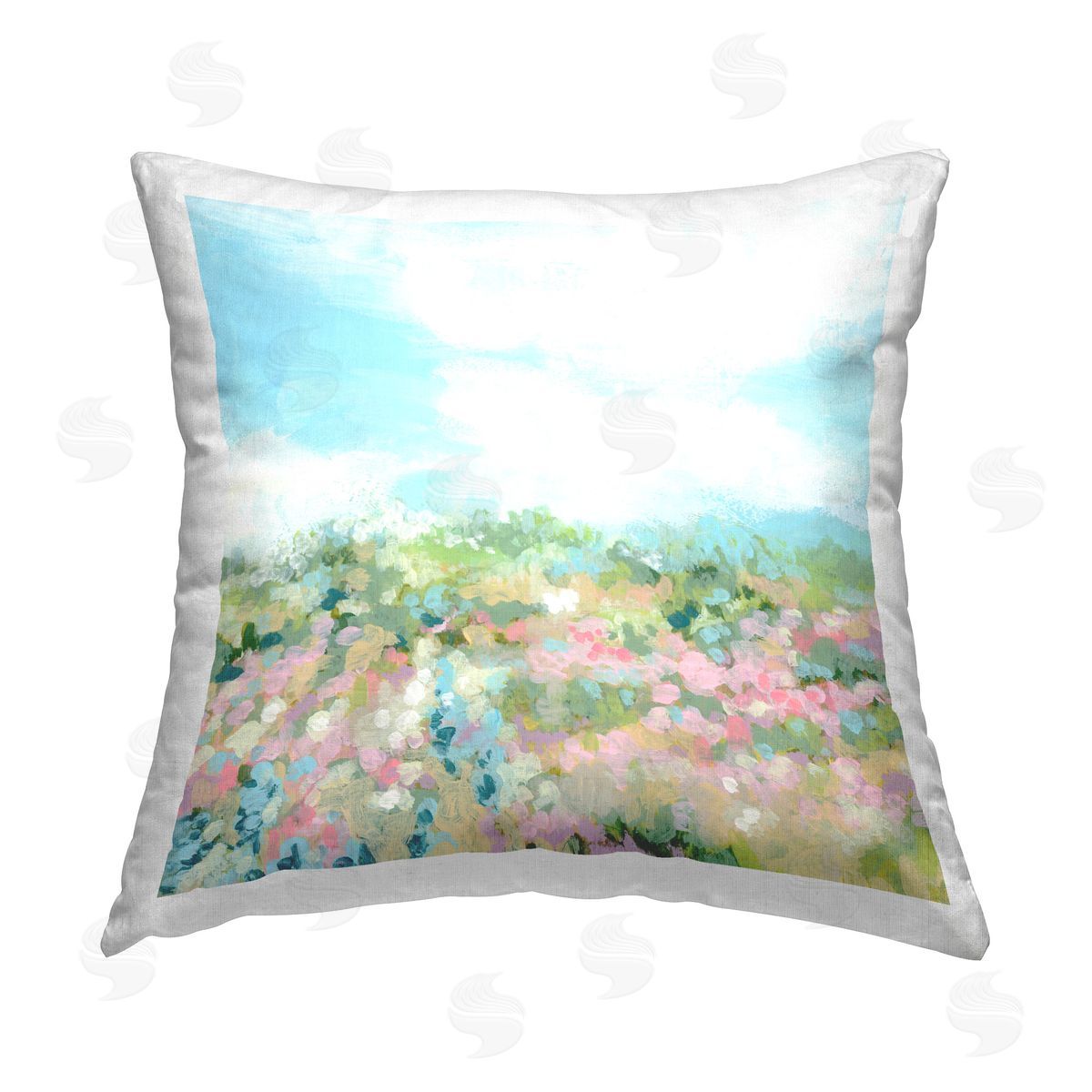 June Erica Vess Speckled Flower Field Printed Plush Polyester Throw Pillow