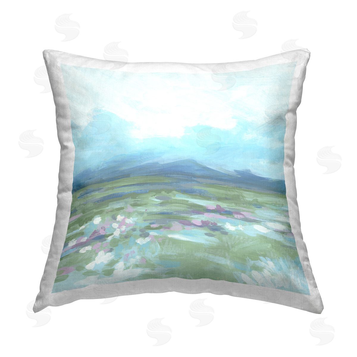 June Erica Vess Blue Hazy Mountains Printed Plush Polyester Throw Pillow