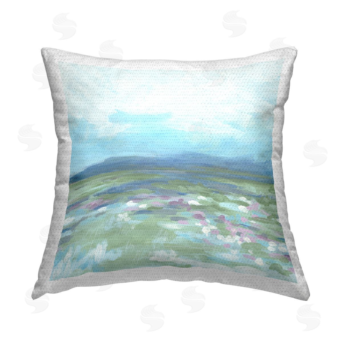 June Erica Vess Foggy Distant Mountains Outdoor Quick-Dry Polyester Printed Throw Pillow