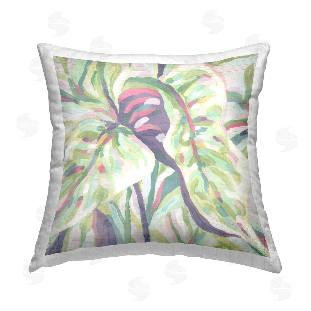 June Erica Vess Curving Leaves Pattern Printed Plush Polyester Throw Pillow