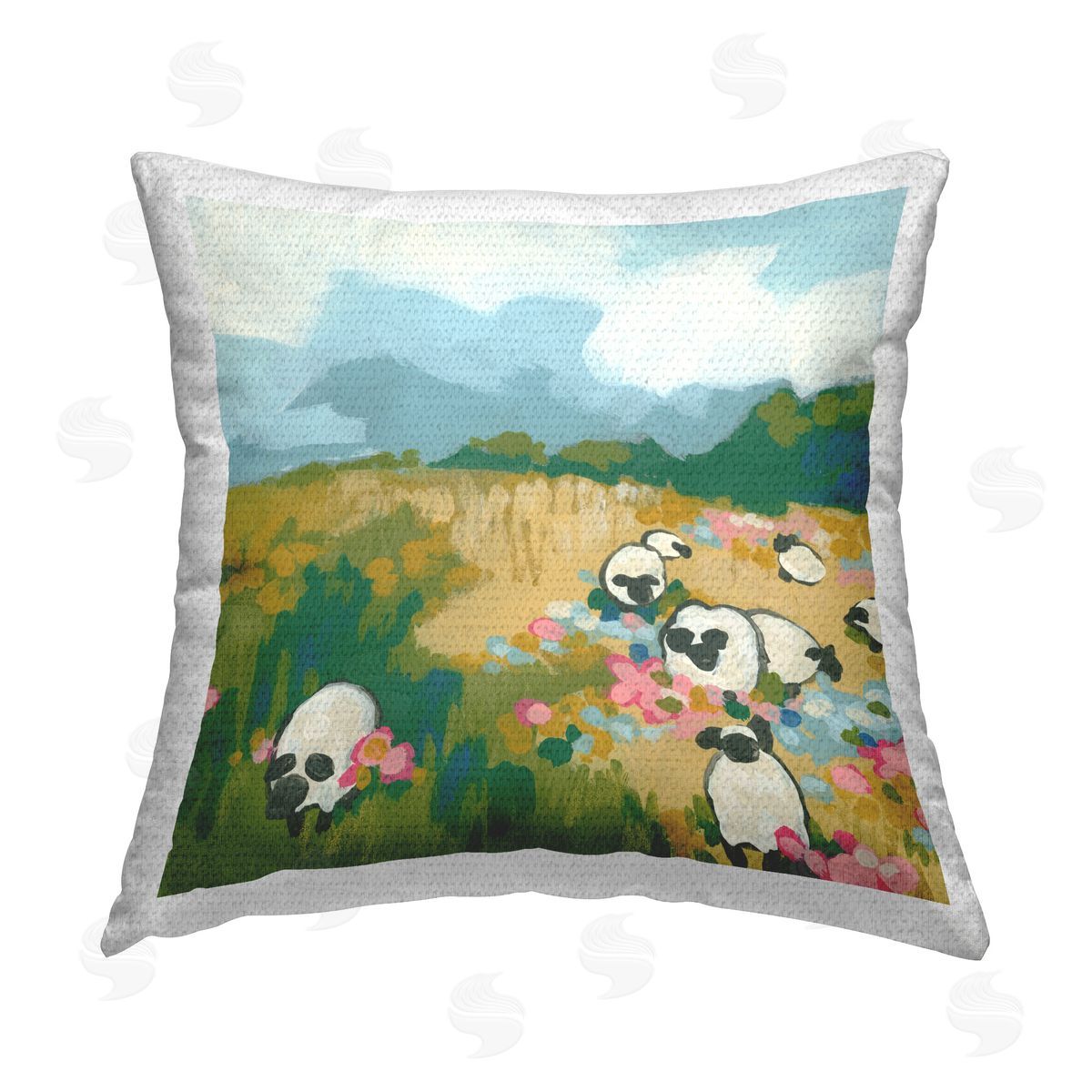 June Erica Vess Modern Country Sheep Outdoor Quick-Dry Polyester Printed Throw Pillow
