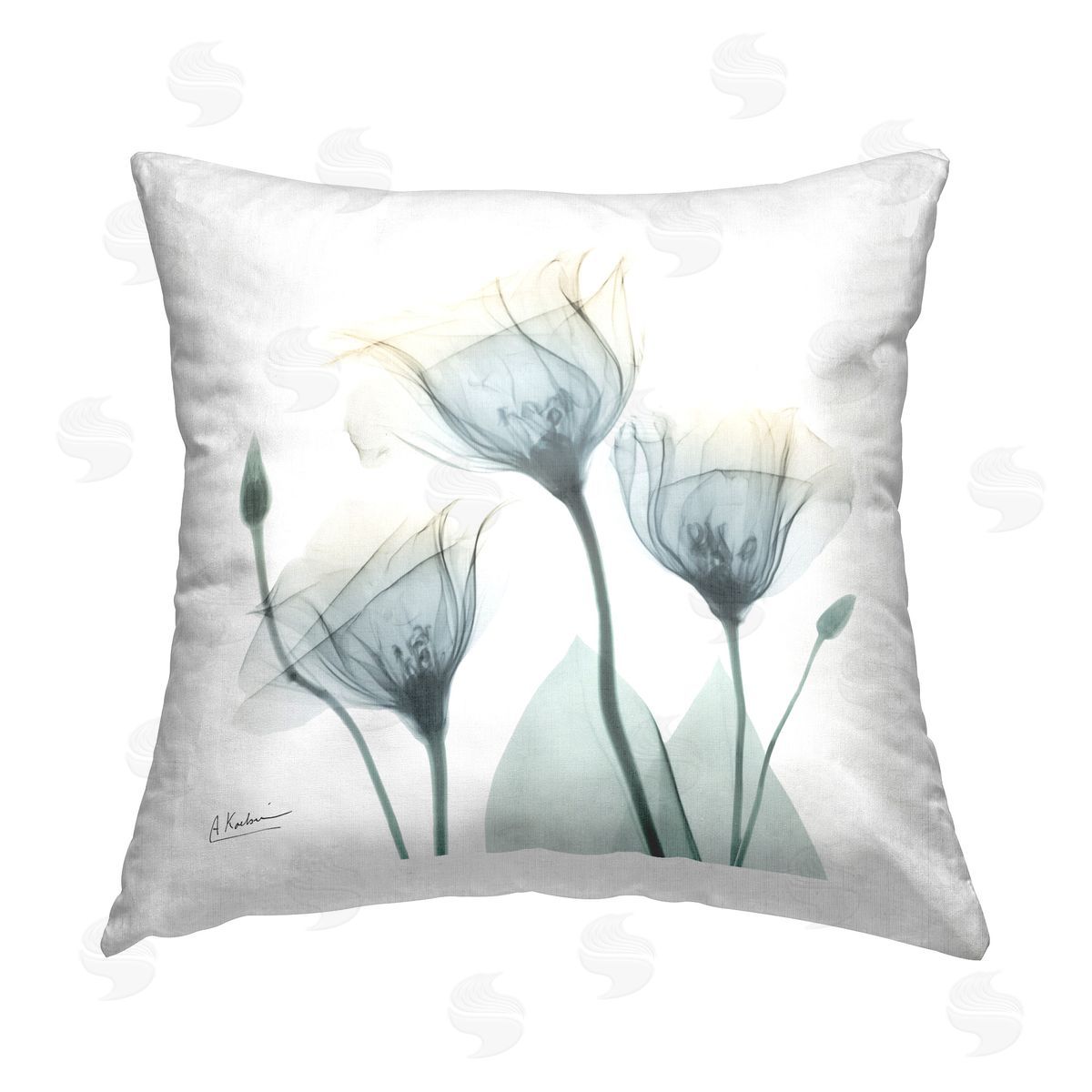 Albert Koetsier Minimal Tulip Buds Printed Plush Polyester Throw Pillow