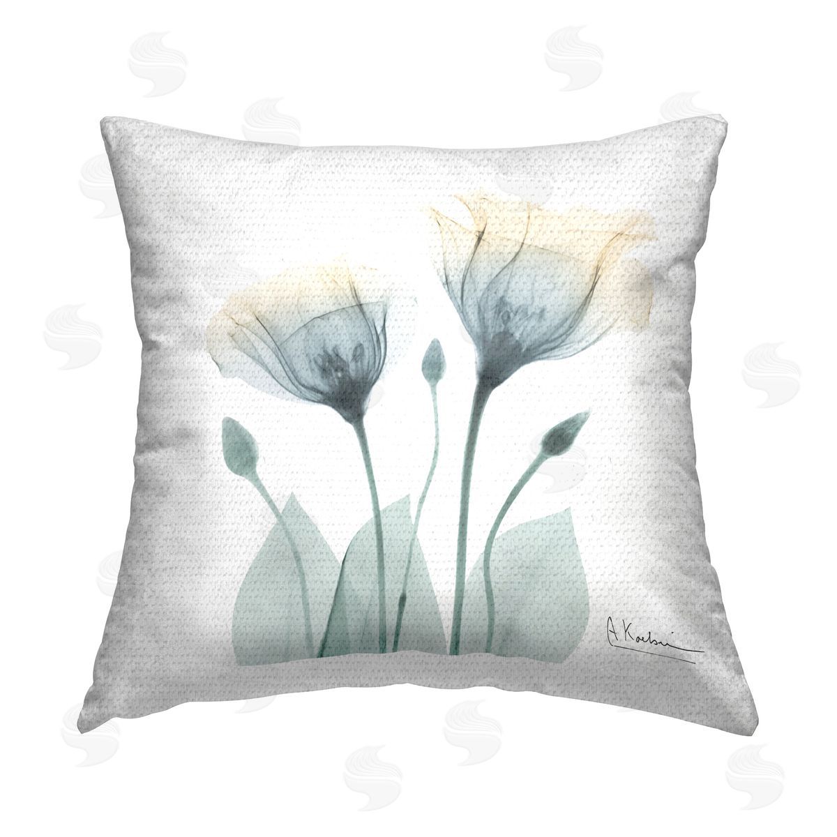 Albert Koetsier Minimal Grey Tulips Outdoor Quick-Dry Polyester Printed Throw Pillow