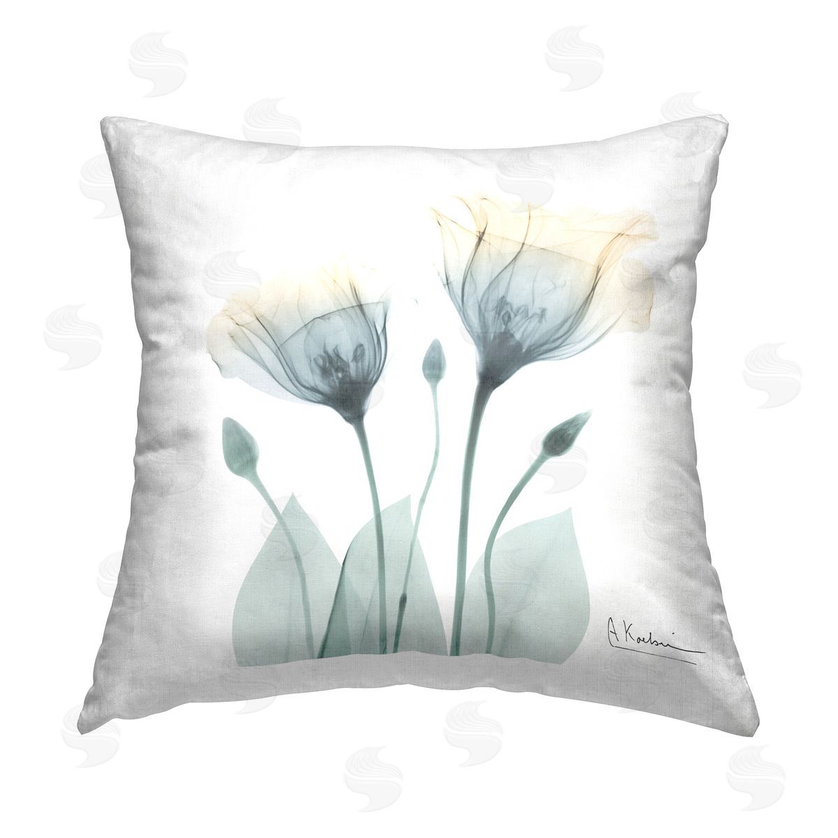 Albert Koetsier Minimal Grey Tulips Printed Plush Polyester Throw Pillow
