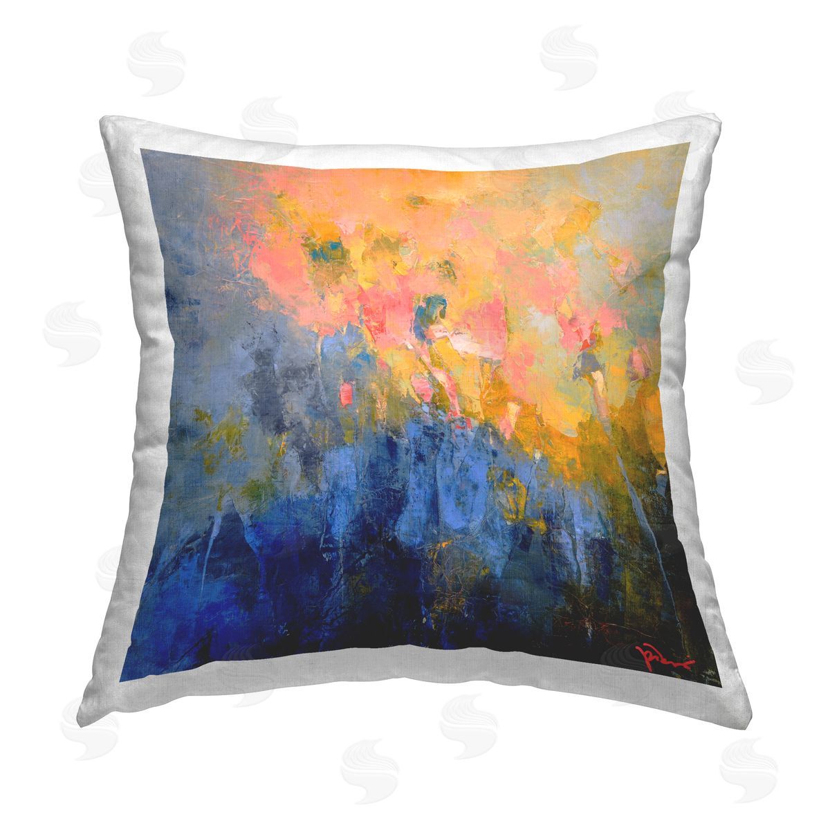 Patrick Dennis Vivid Abstract Blossoms Printed Plush Polyester Throw Pillow