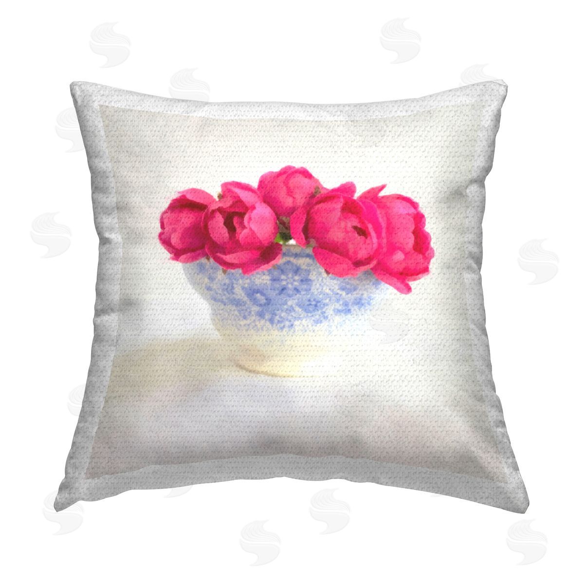 Graffitee Studios Roses in White Pottery Outdoor Quick-Dry Polyester Printed Throw Pillow