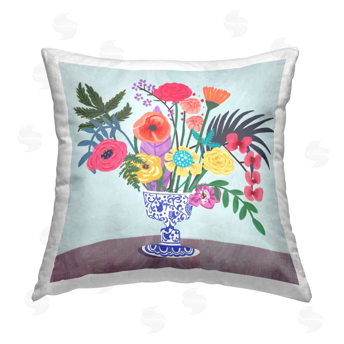Juliet Rose Philips Mixed Modern Blooms Printed Plush Polyester Throw Pillow