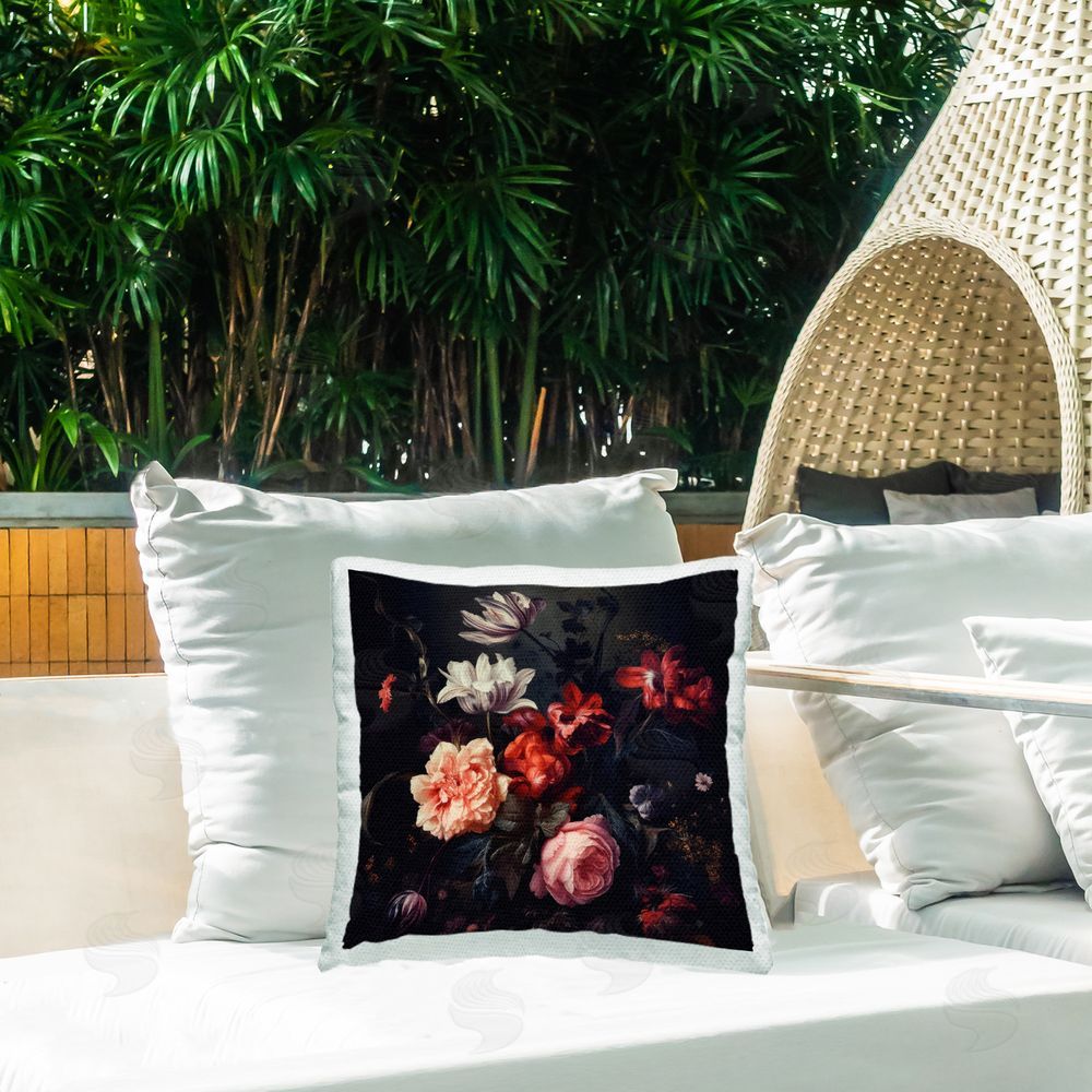 Lazar Studio Victorian Floral Elegance Outdoor Quick-Dry Polyester Printed Throw Pillow in Back Yard