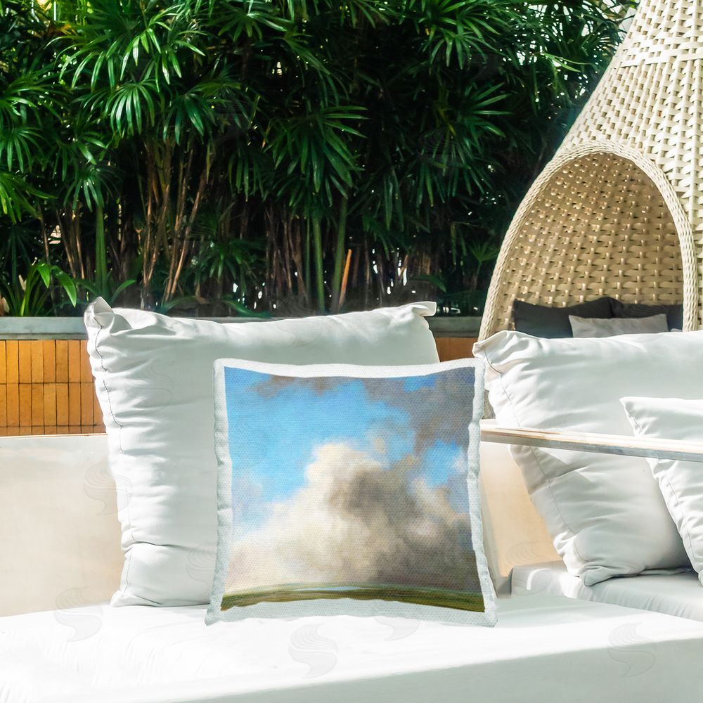 Suzanne Nicoll Rural Looming Clouds Outdoor Quick-Dry Polyester Printed Throw Pillow in Back Yard